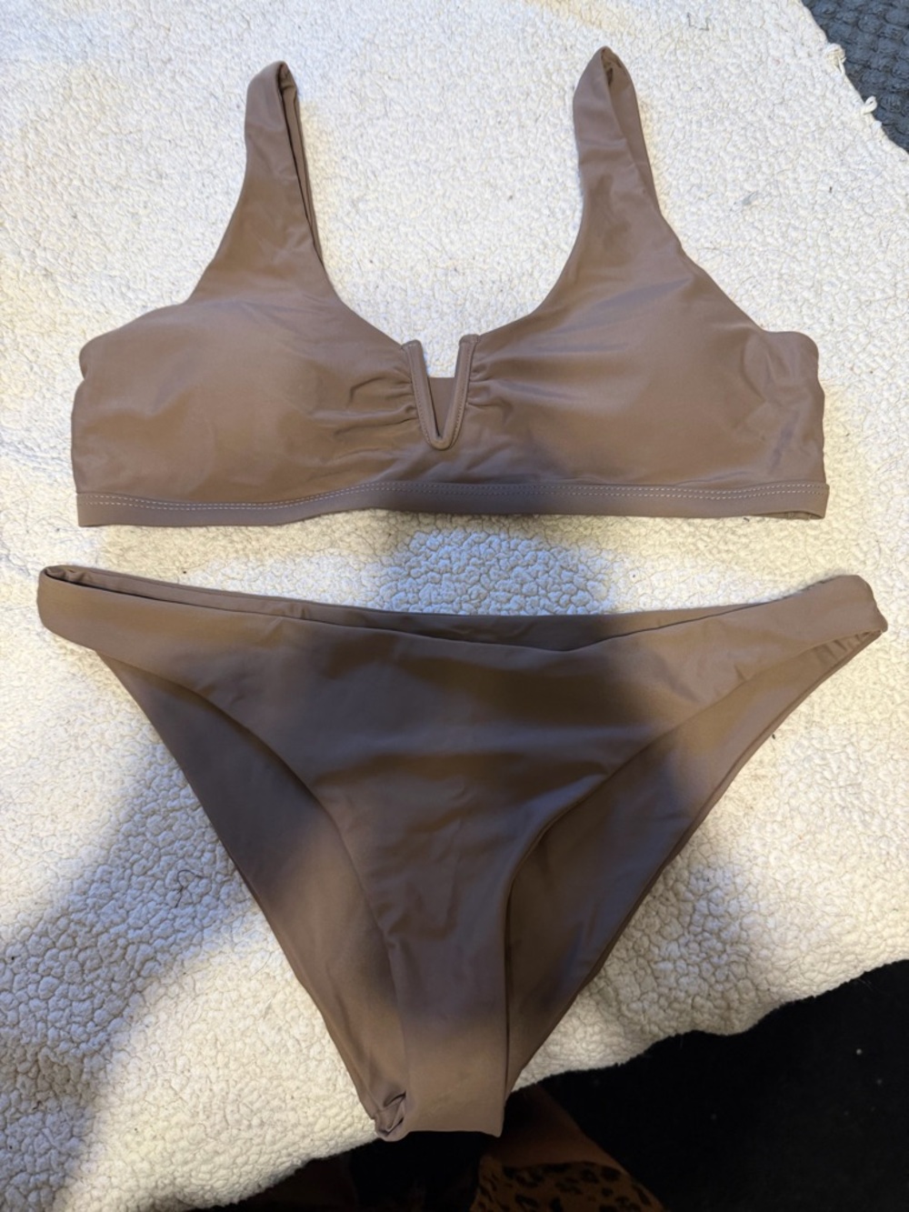 SHEIN Taupe V-Notch Bikini Set